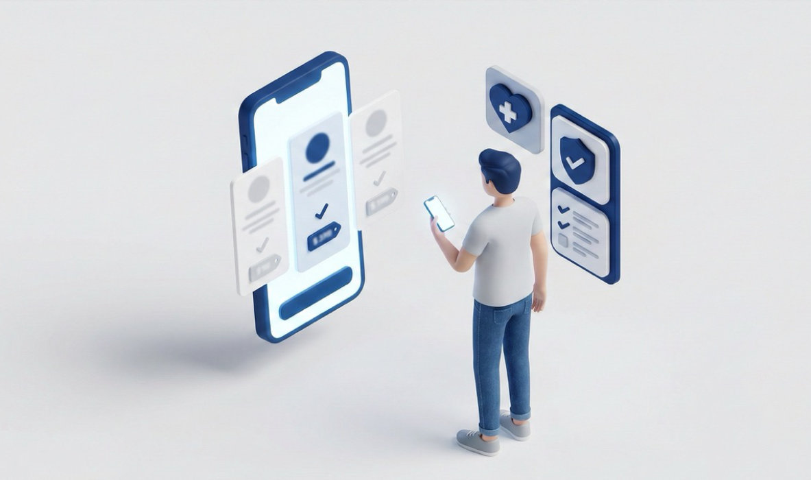 Persona comparando planes de salud en el celular